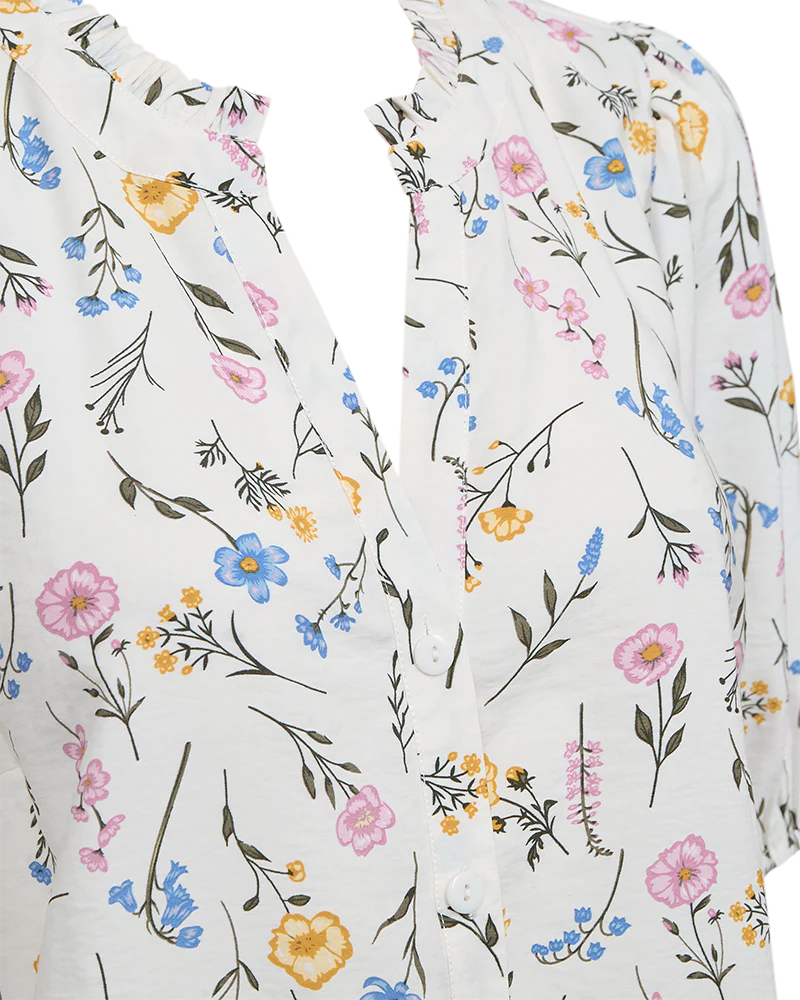 FreeQuent Blommig Skjorta Molli Vit