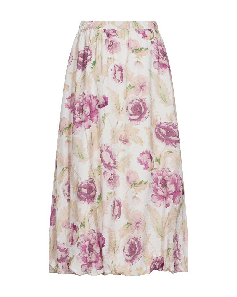FreeQuent Blommig Lång Kjol Maise Vit-Rosa