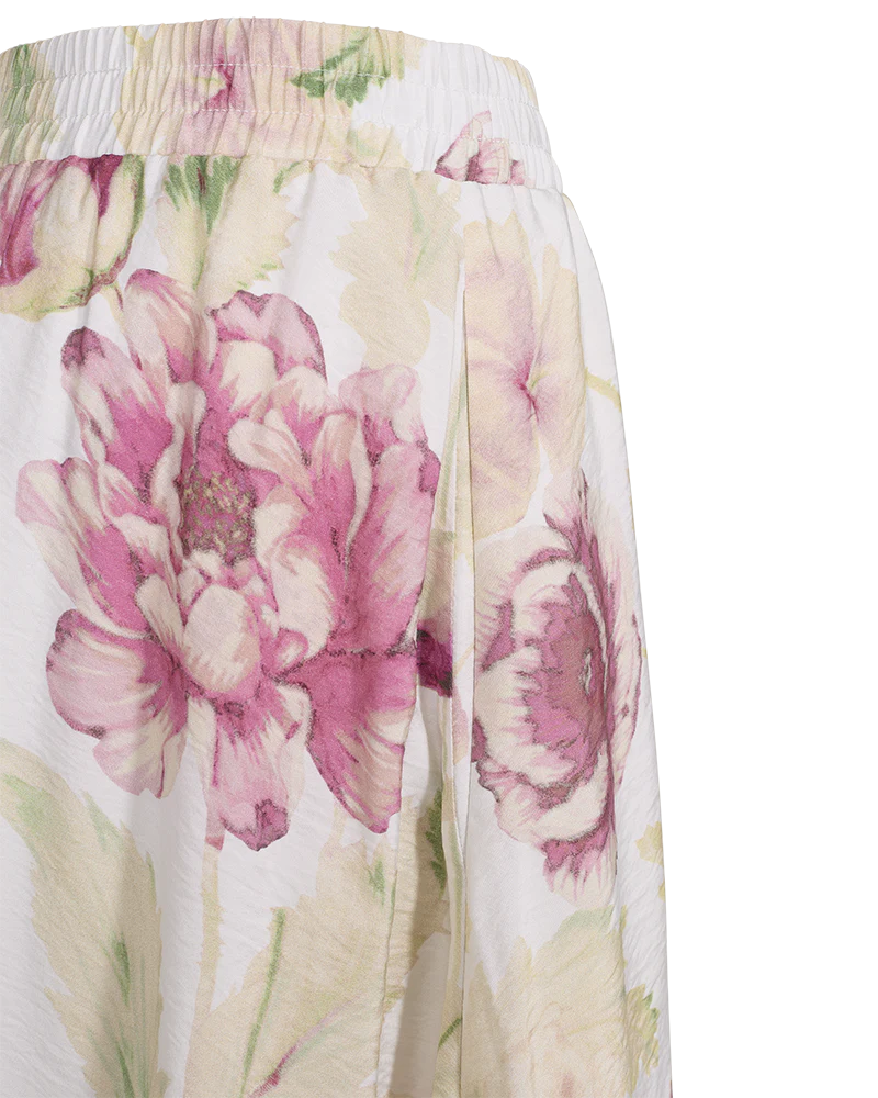 FreeQuent Blommig Lång Kjol Maise Vit-Rosa