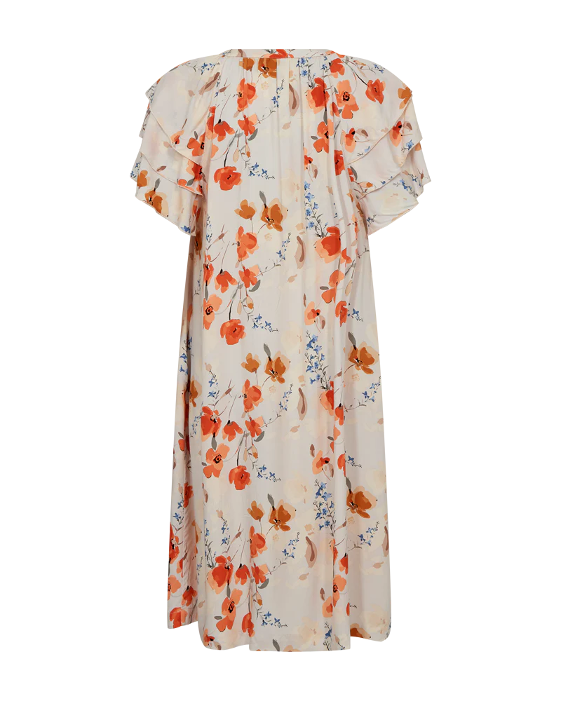 FreeQuent Blommig Klänning Adney Beige-Rosa