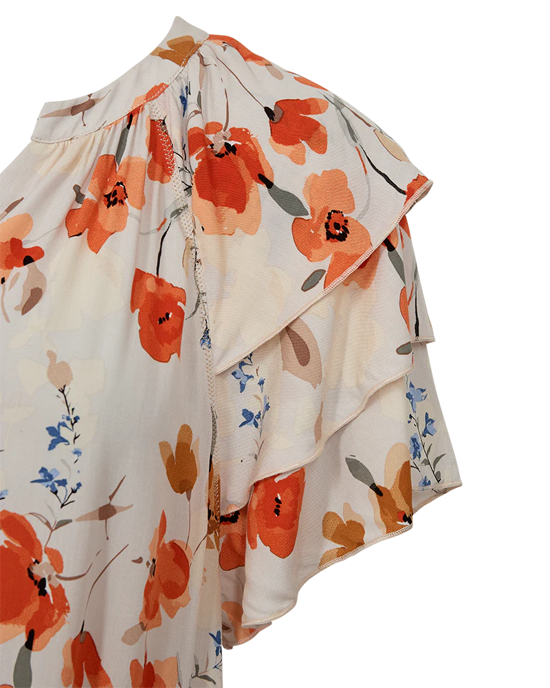 FreeQuent Blommig Klänning Adney Beige-Rosa