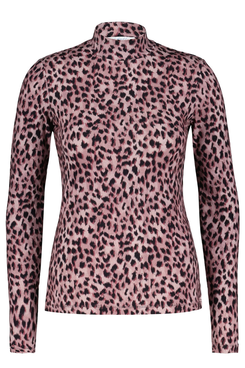 Red Button Rolinde leopard Långärmade Topp Old rose