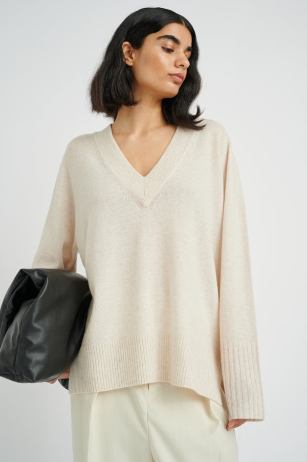 InWear MonikaIW V-ringad Tröja Eggshell Melange