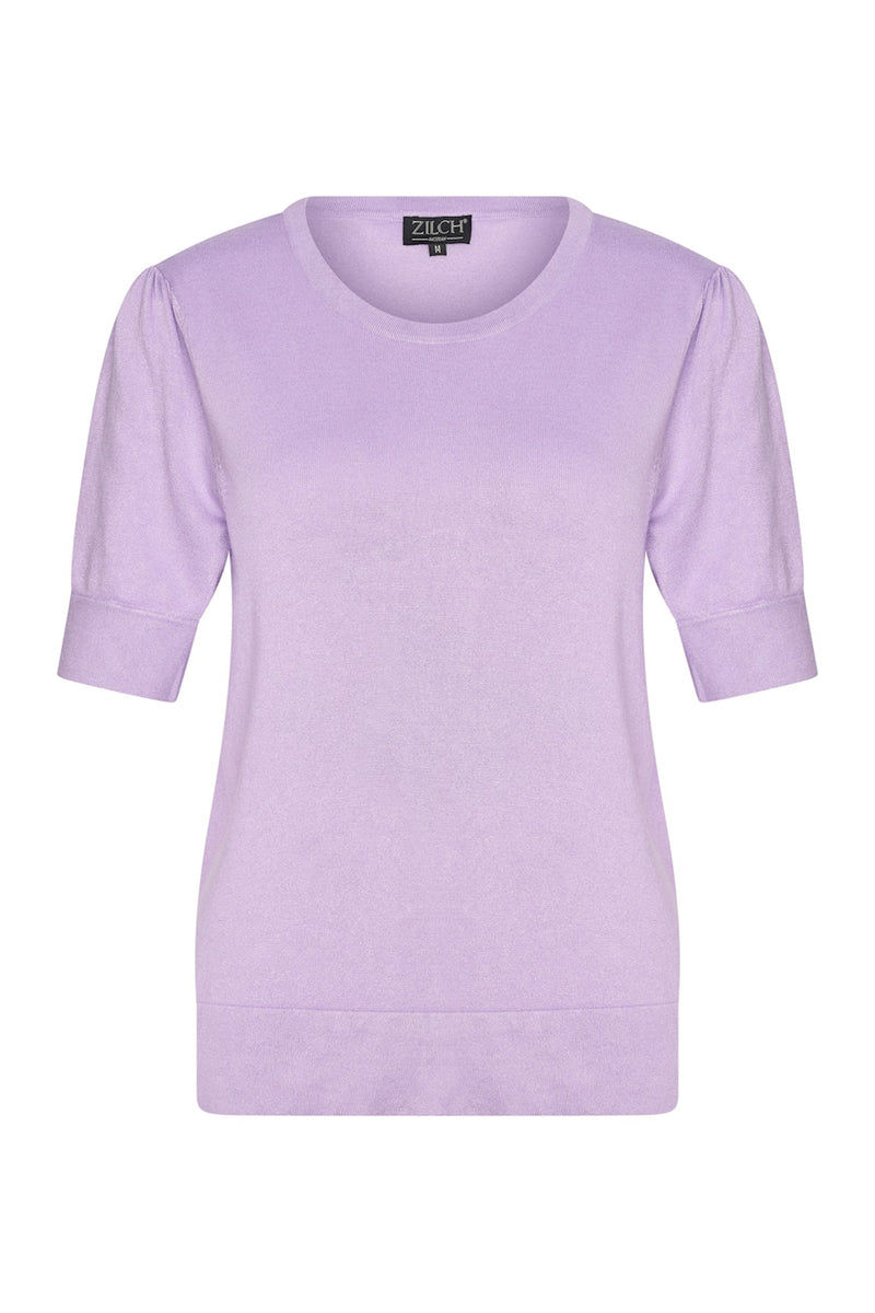Zilch Stickad Bambu Top med Puff Lila
