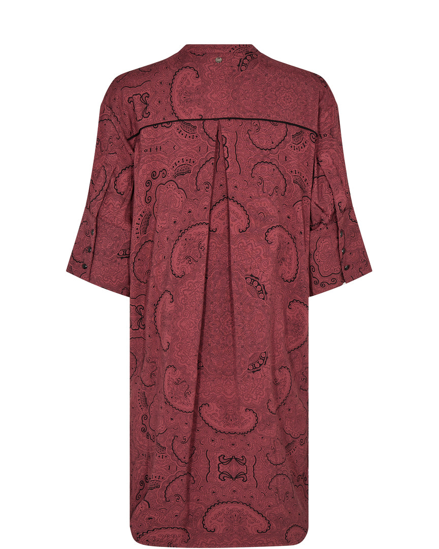 MosMosh Hani Pinto Mönstrad Klänning Oxblood Red