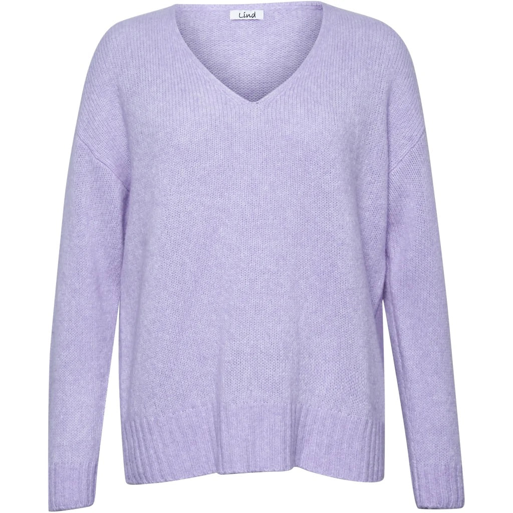 Lind By Elton Isabel V-neck Stickad Tröja Lavendel