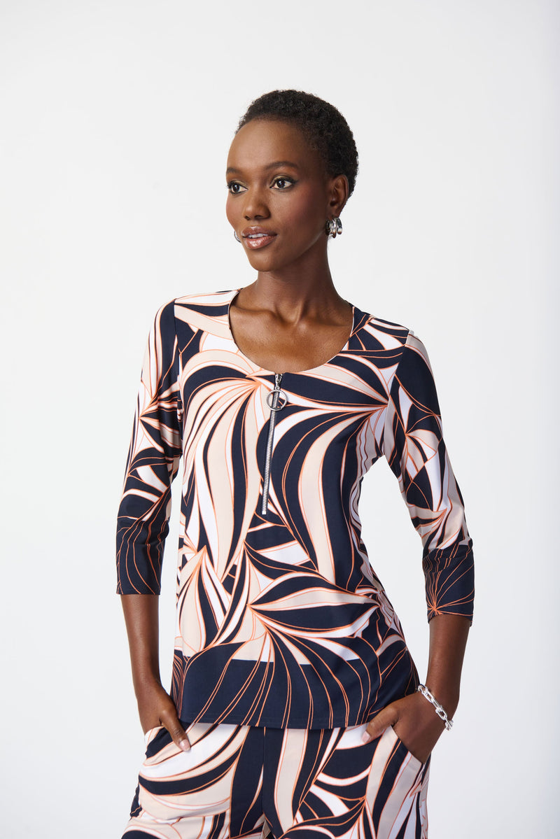Joseph Ribkoff Tropical topp Midnight Blue-Multi