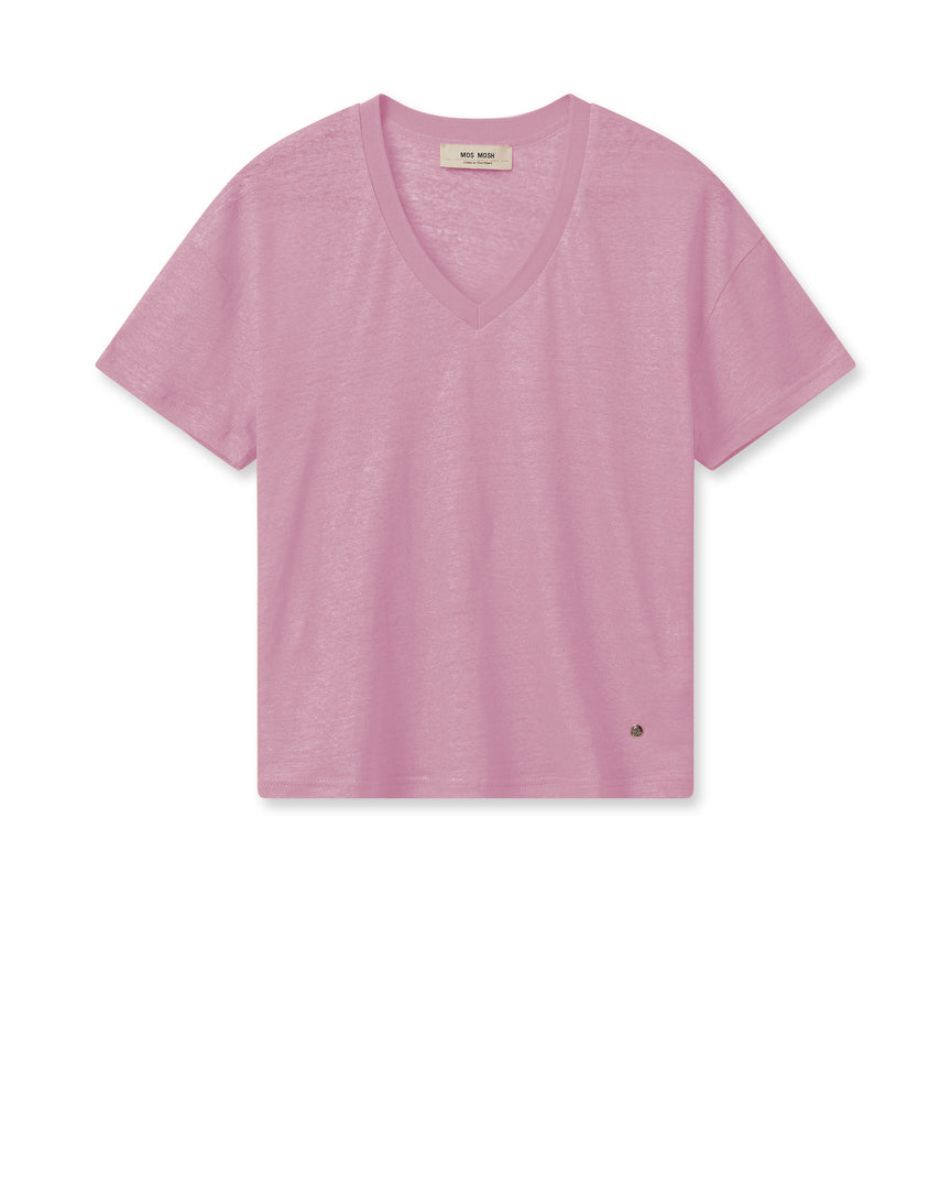 MOS MOSH Casa V-SS Foil T-Shirt Begonia Pink