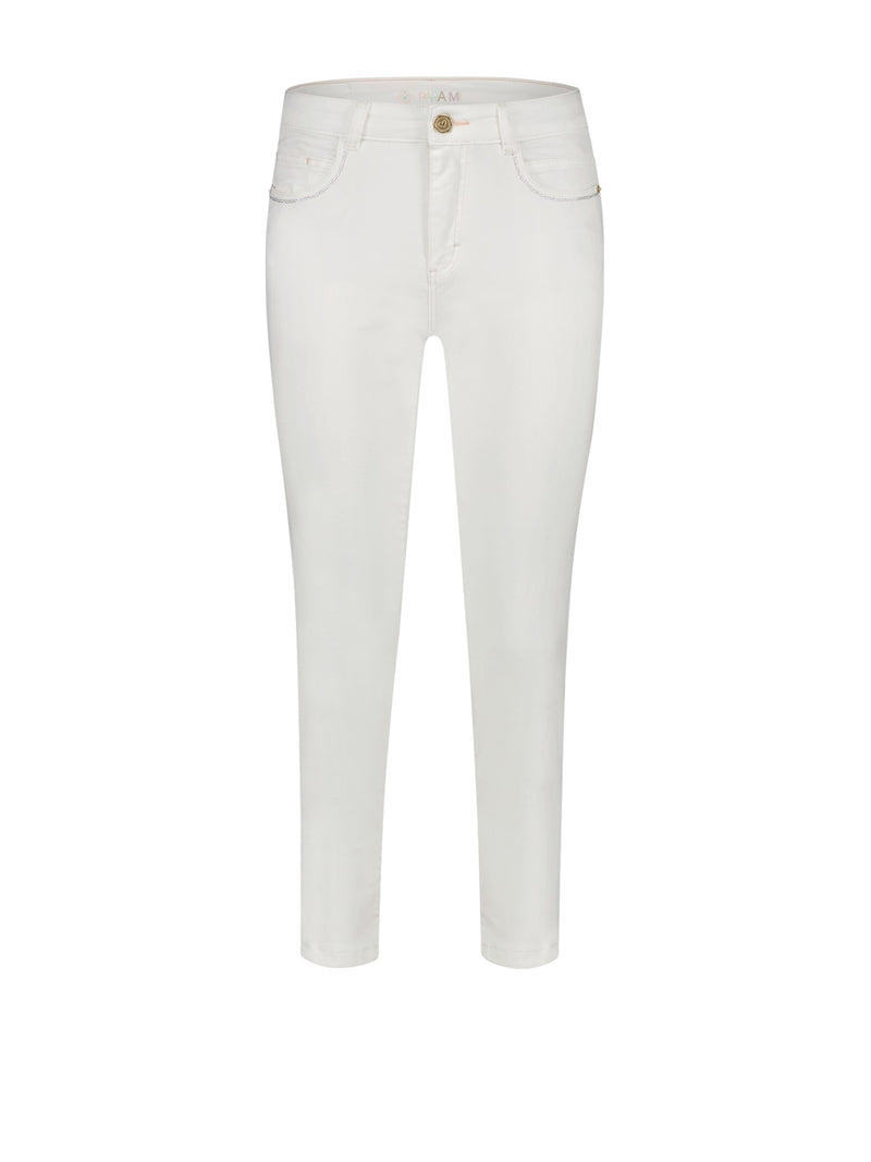 Para Mi Capri Fancy Color Denim Byxor White