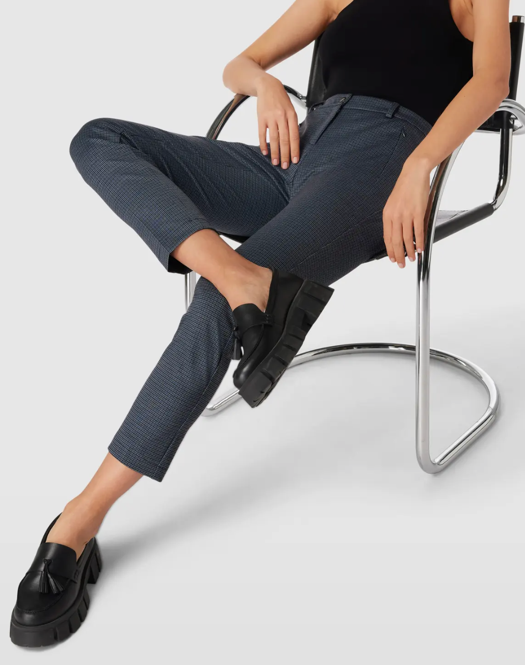 Maron slim chino i belagd denim Clean Dark Blue
