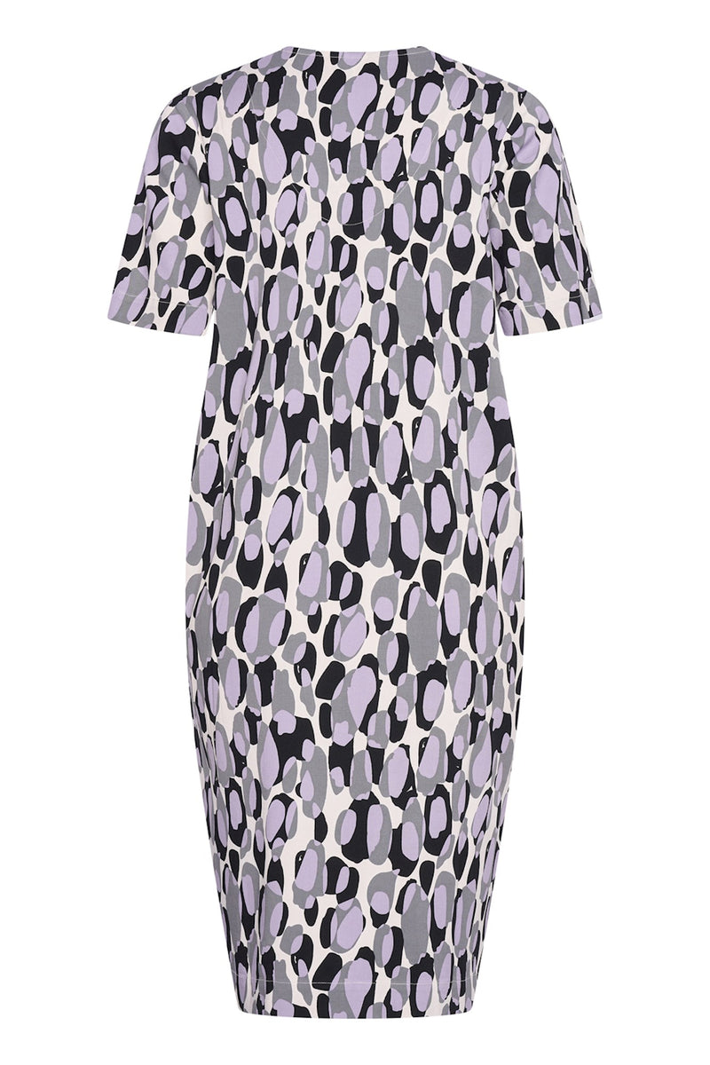 Zilch V-ringad Mönstrad Klänning Black Purple